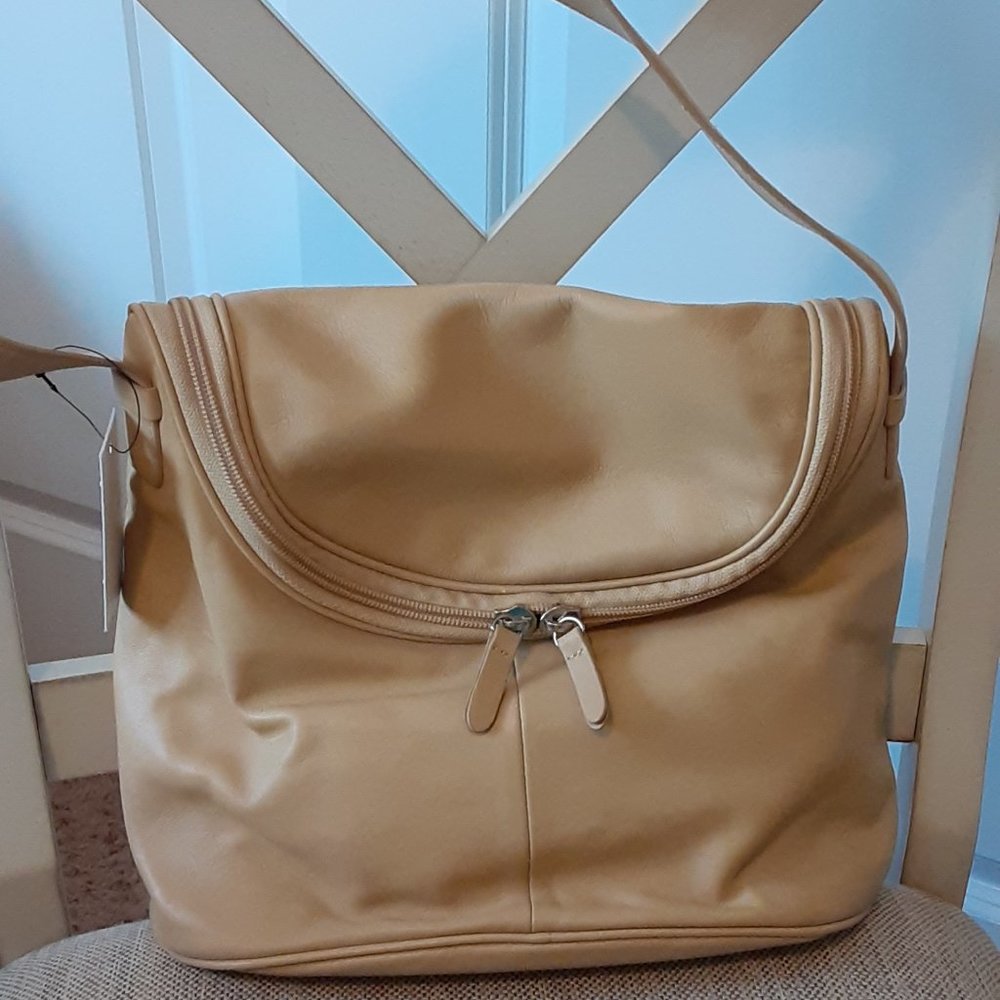 Soft Leather Organizer Zip Top Bag
